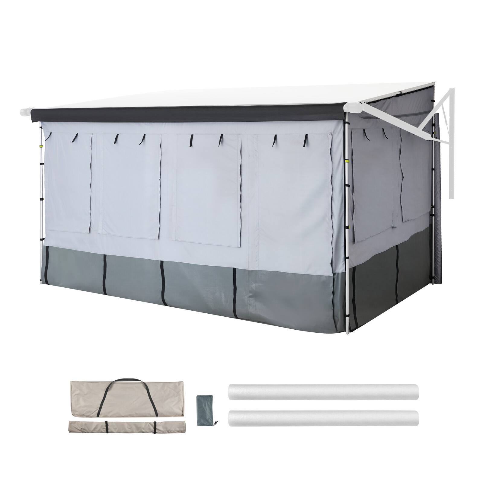 VEVOR - RV Awning Sun Shade Room - Compatible with 16 -17 ft Awnings, RV Awning Sun Shading Room with Door & Ventilated Mesh - Gray