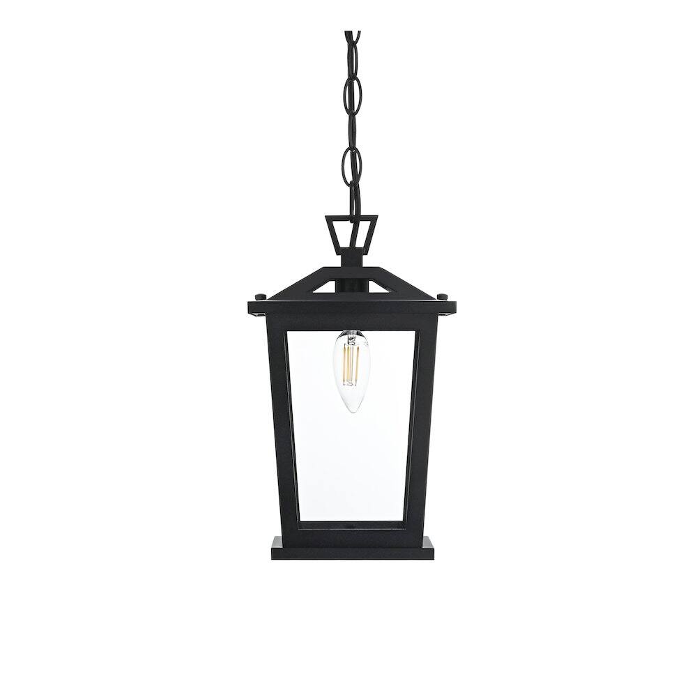Back. Elegant Lighting - Berks 7 inch Outdoor Pendant in Black - Black.