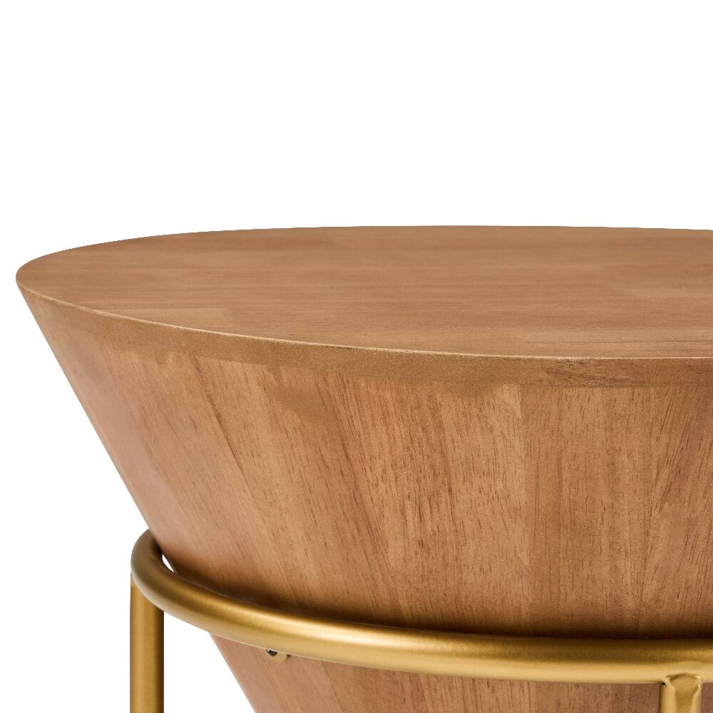 Alt View 7. Loheer - Loheer Wood and Gold Side Table Round Accent Table Cone Shaped - Brown/Gold.