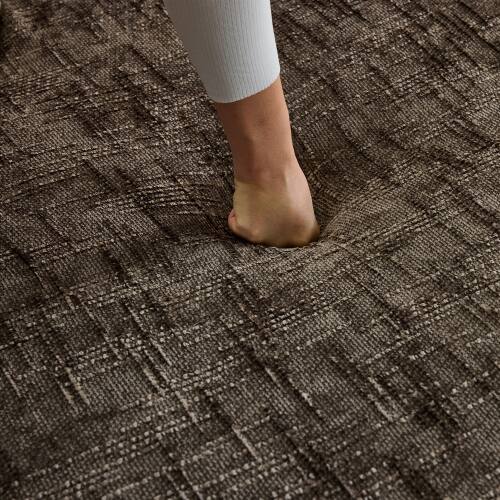 Alt View 2. Anysun - Chenille L-Shape Compressed Sofa - High-Elastic Sponge, Curved Armrests & 4 Throw Pillows for Living Room - Brown.