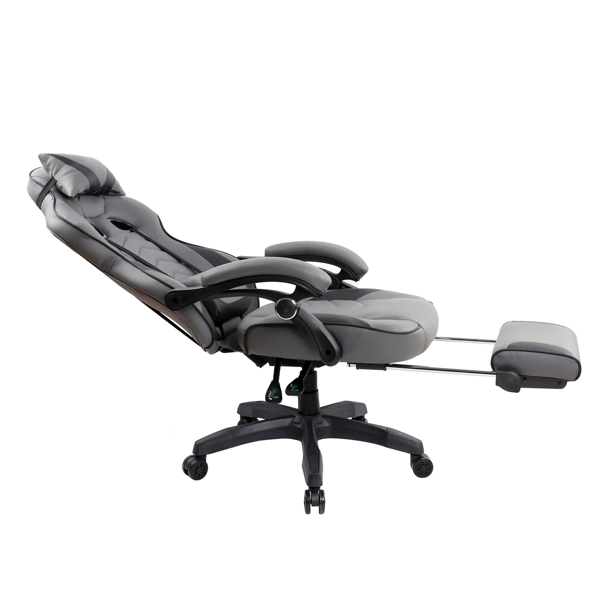 Alt View 2. GOODSILO - Premium Fully Reclining Gaming Office Chair with Footrest for Maximum Comfort and Support - Grey.