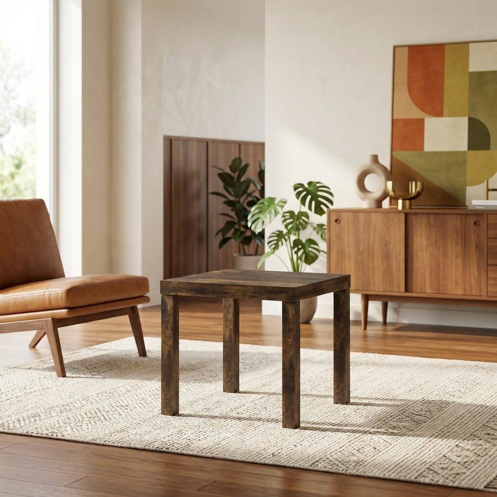 Angle. FurniFact - Square Side Table Set with Amber Pine Finish for Living Rooms - Amber Pine.