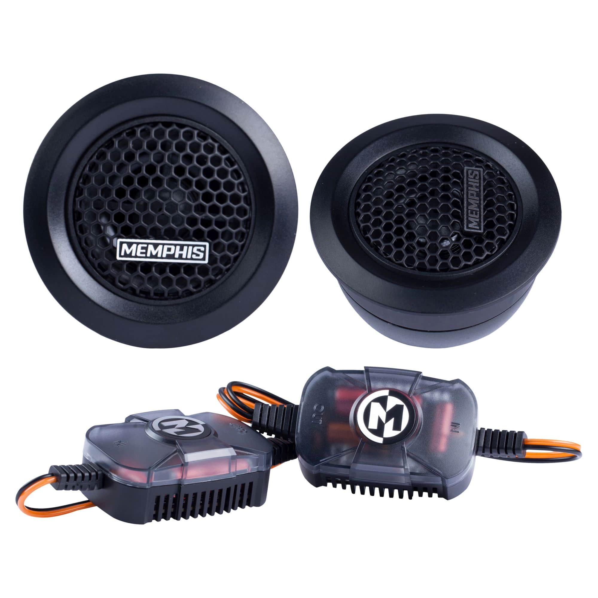 Memphis Car Audio - Memphis Audio PRX10 Power Reference Series 1" PEI Dome Tweeters With 2-Way Crossover - Pair - Black/Gray