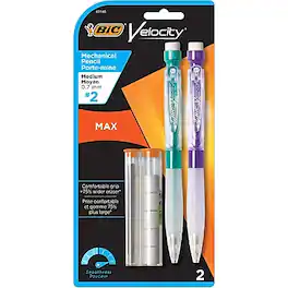 BIC - Velocity Max Mechanical Pencil, 0.7mm, #2 Hard Lead, 2/Pack - Black