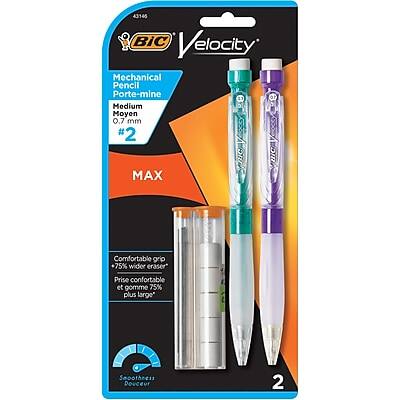 43145  
BIC Velocity  
Mechanical Pencil  
Porte-mine  
Medium  
Moyen  
0.7 mm  
#2  
MAX  

Comfortable grip  
Prise confortable  
75% wider eraser*  
gomme 75% plus large*  
Smoothness  
Douceur  

2