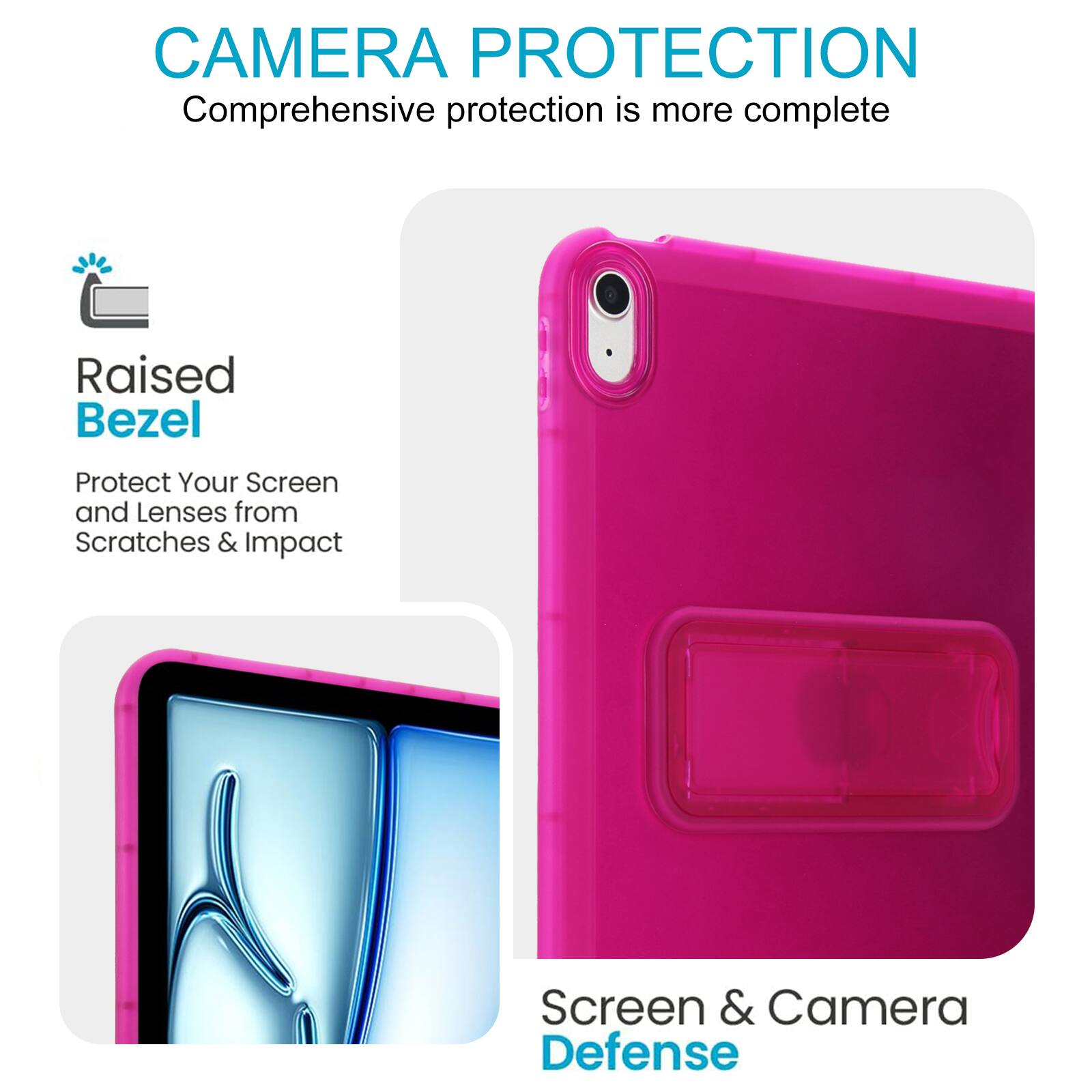 CAMERA PROTECTION  
Comprehensive protection is more complete  

Raised Bezel  
Protect Your Screen and Lenses from Scratches & Impact  

Screen & Camera Defense