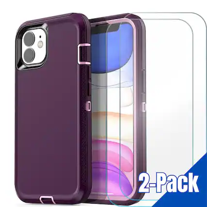 Front. Entronix - Entronix Heavy Duty Bundle for iPhone 11 - Case and Screen Protectors - Purple.