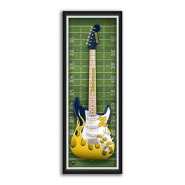 Sporticulture - Michigan Wolverines 14" x 37" Electric Guitar Framed Art Print - Blue