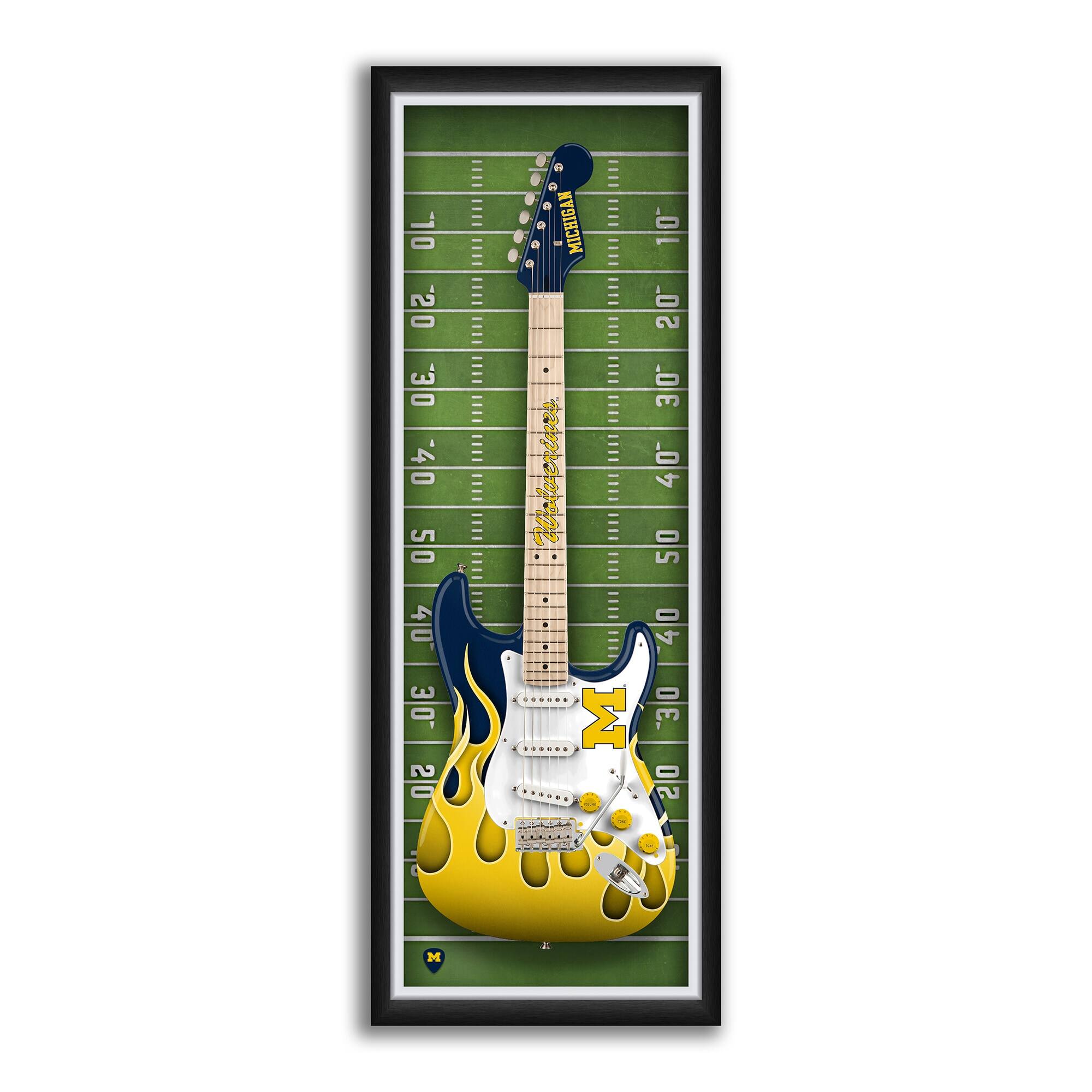 Michigan Wolverines 14" x 37" Electric Guitar Framed Art Print