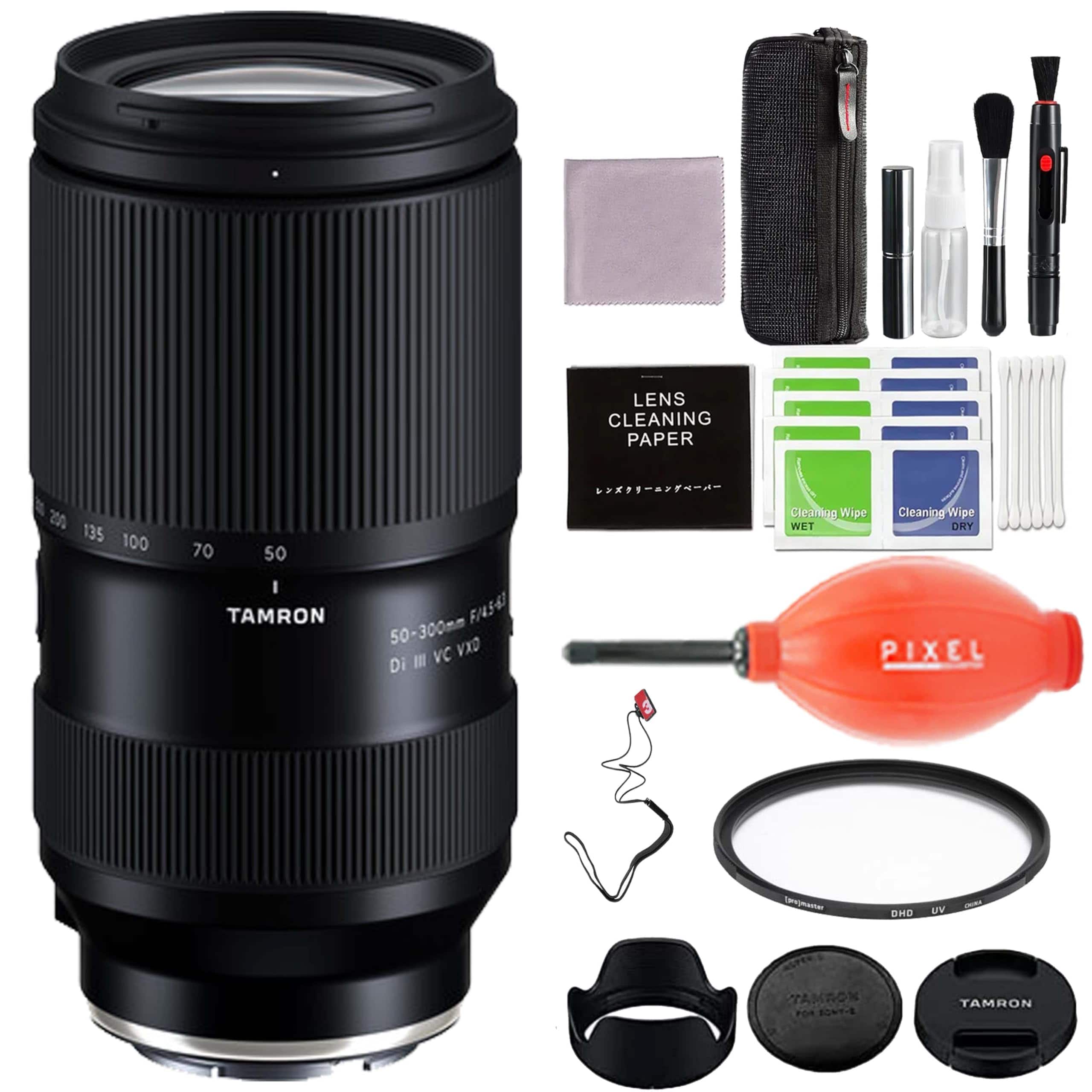 Tamron - 50-300mm F/4.5-6.3 Di III VC VXD for Sony E Mount with Advanced Accessories & Travel Bundle | AFA069S700 - Black