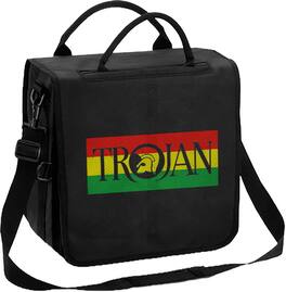 PopMarket - Rocksax - Trojan - Flag Logo - Vinyl/LP Backpack Record Bag (Black) - Multicolor