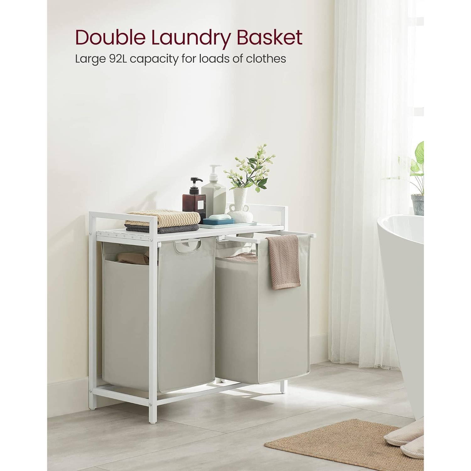 Double Laundry Basket  
Large 92L capacity for loads of clothes
