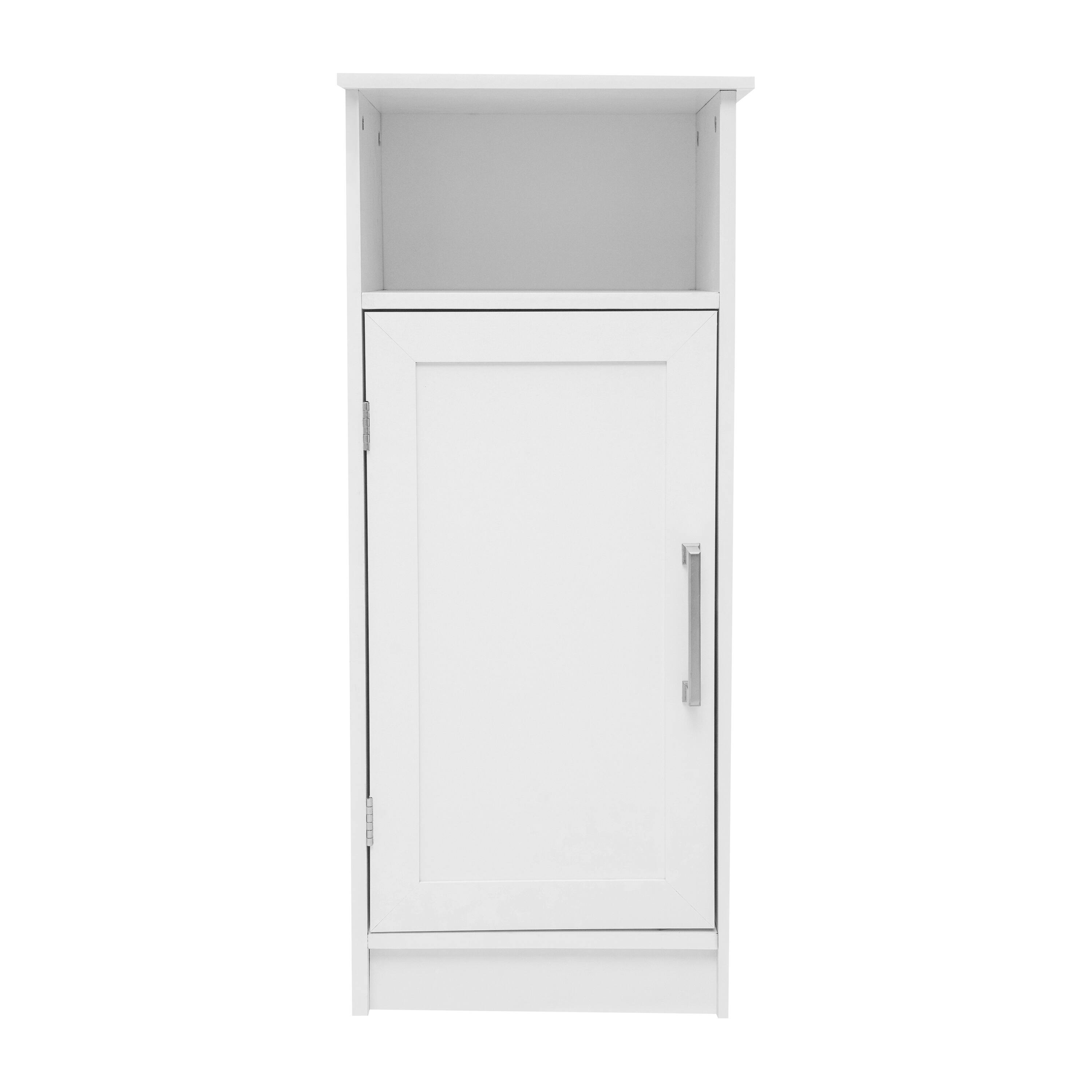 Alt View 8. Emma + Oliver - Vesta Bathroom Storage Cabinet Organizer with Adjustable In-Cabinet Shelf, Magnetic Closure Door, and Upper Open Shelf - White.