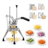 Front. VEVOR - French Fry Cutter, Commercial Vegetable Chopper with 4 Blades (1/2", 3/8", 1/4" & 6-Wedge with Corer) - Silver.