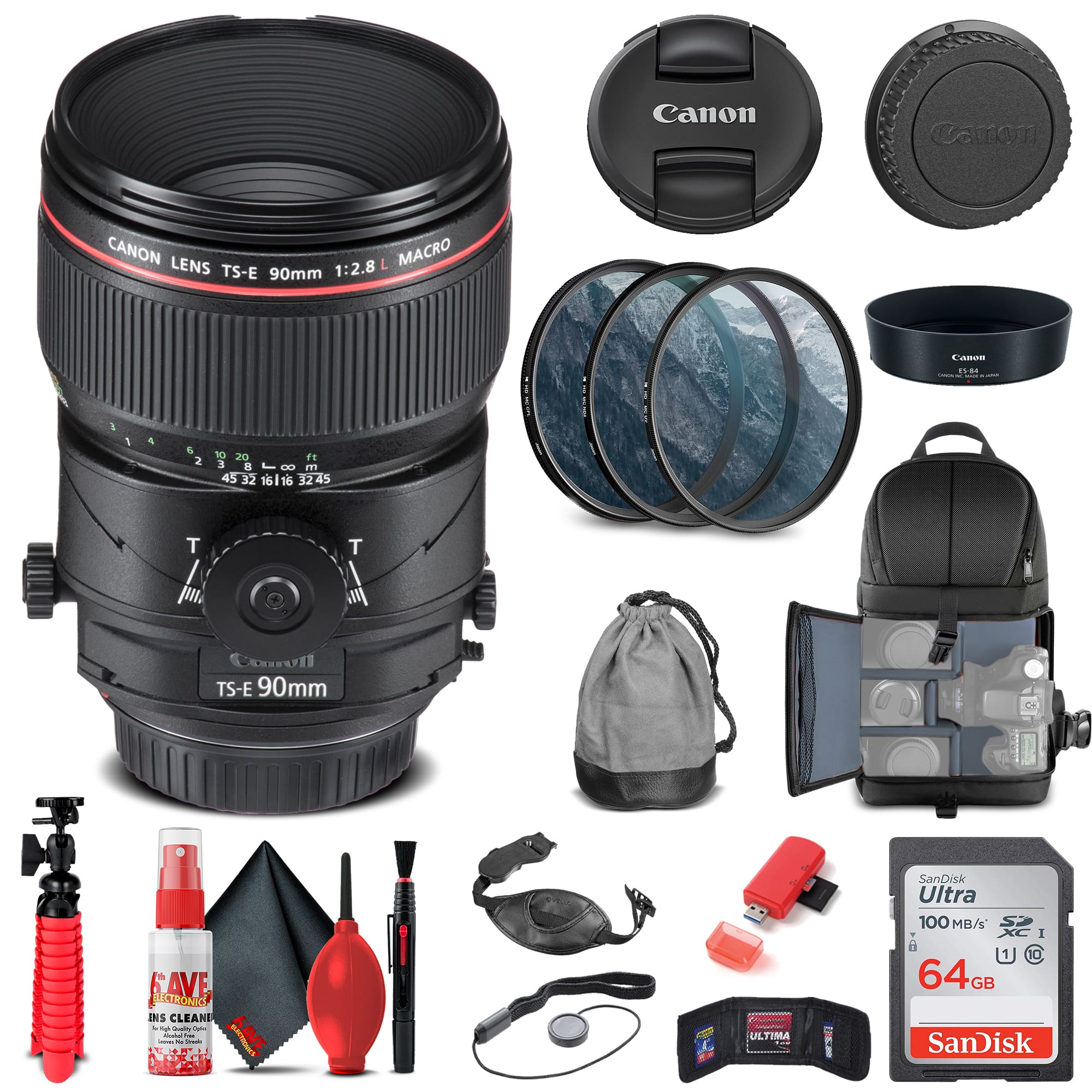 Canon - TS-E 90mm f/2.8L Macro Tilt-Shift Lens (2274C002) + Filter Kit + More (International Version)