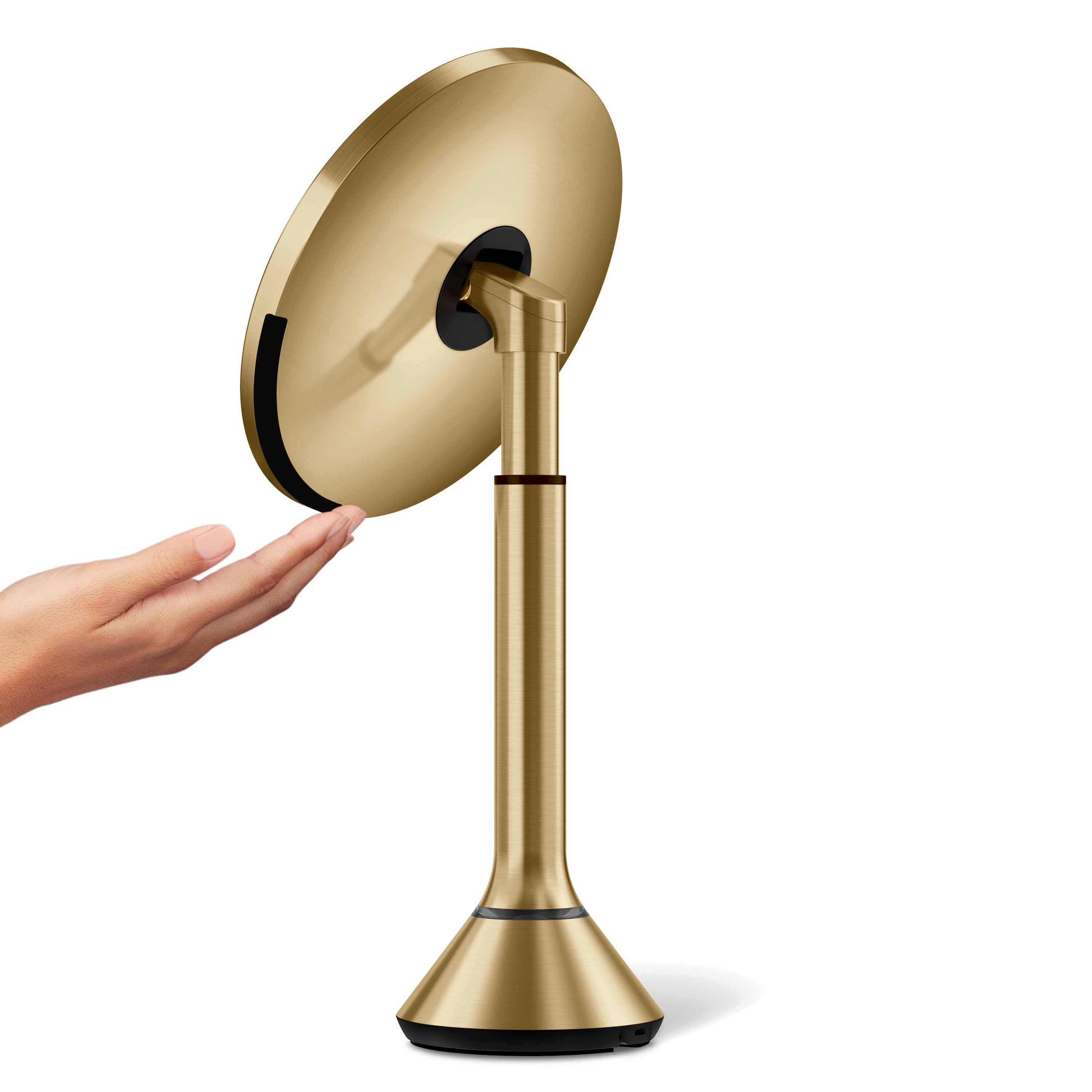 Alt View 2. simplehuman - sensor mirror with touch-control brightness and dual light setting, brass stainless steel - Brass.