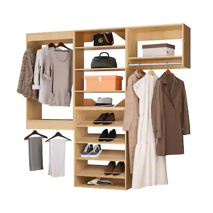 Front. LOVMOR - LOVMOR 78 in Wood Modular Closet System Unit-Customizable Wall Mounted Walk-In Closets for Bedroom or Walk-in Closet - Wood.