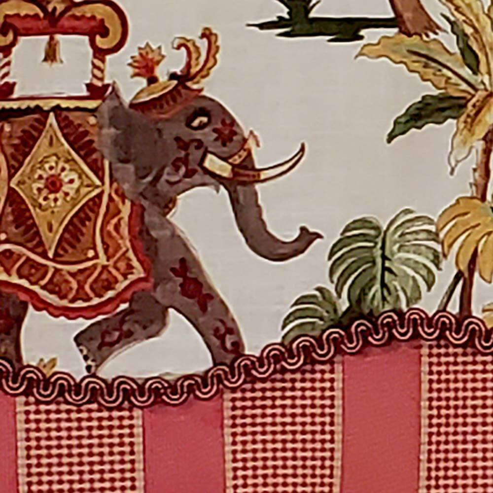 Left. RLF Home - RLF Home Madhubala Glory Pattern "B" Elephant on Sides Window Treatment Valance 3" Rod Pocket 50" x 16" Spice Red - Spice red.
