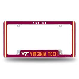 Rico Industries - Virginia-Tech Hokie's Chrome Metal License Plate Frame with Full Frame Team Color Graphics - Multi