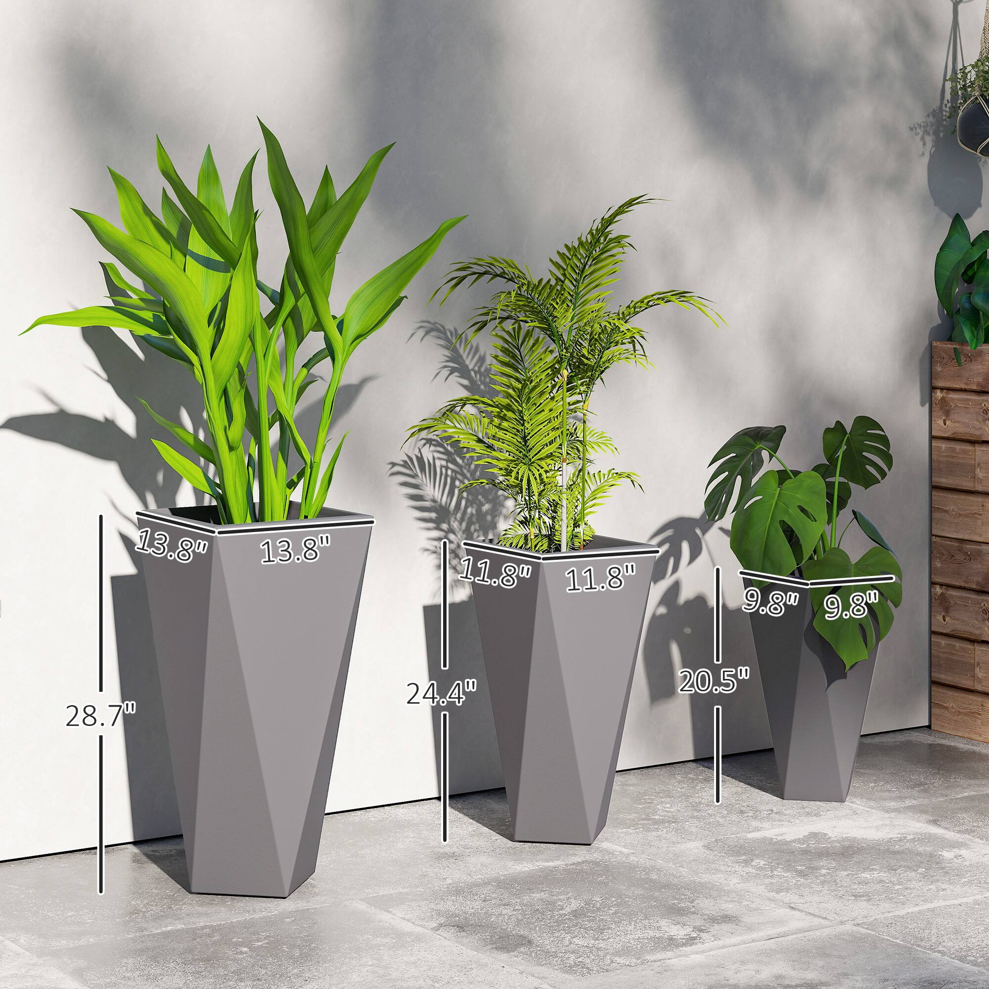 The text can be grouped as follows:

- 13.8" (twice)
- 11.8" (twice)
- 9.8" (twice)
- 28.7"
- 24.4"
- 20.5"