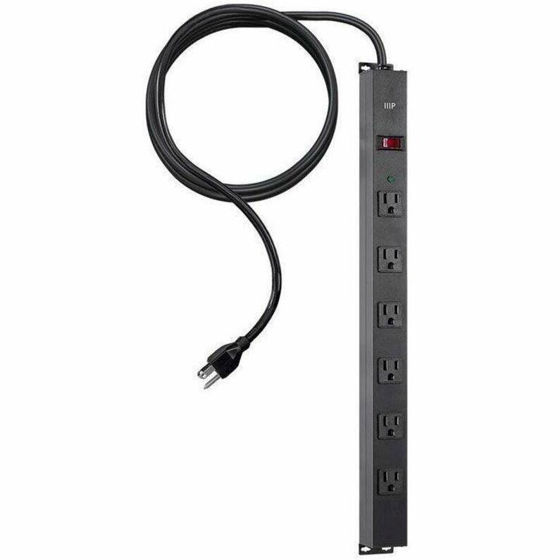 Alt View 3. Monoprice - Monoprice 35097 6-Outlets Surge Suppressor/Protector - Household Electronic - Black - 6 x NEMA 5-15R - 1800 VA - 540 J - Black Powder Coat.