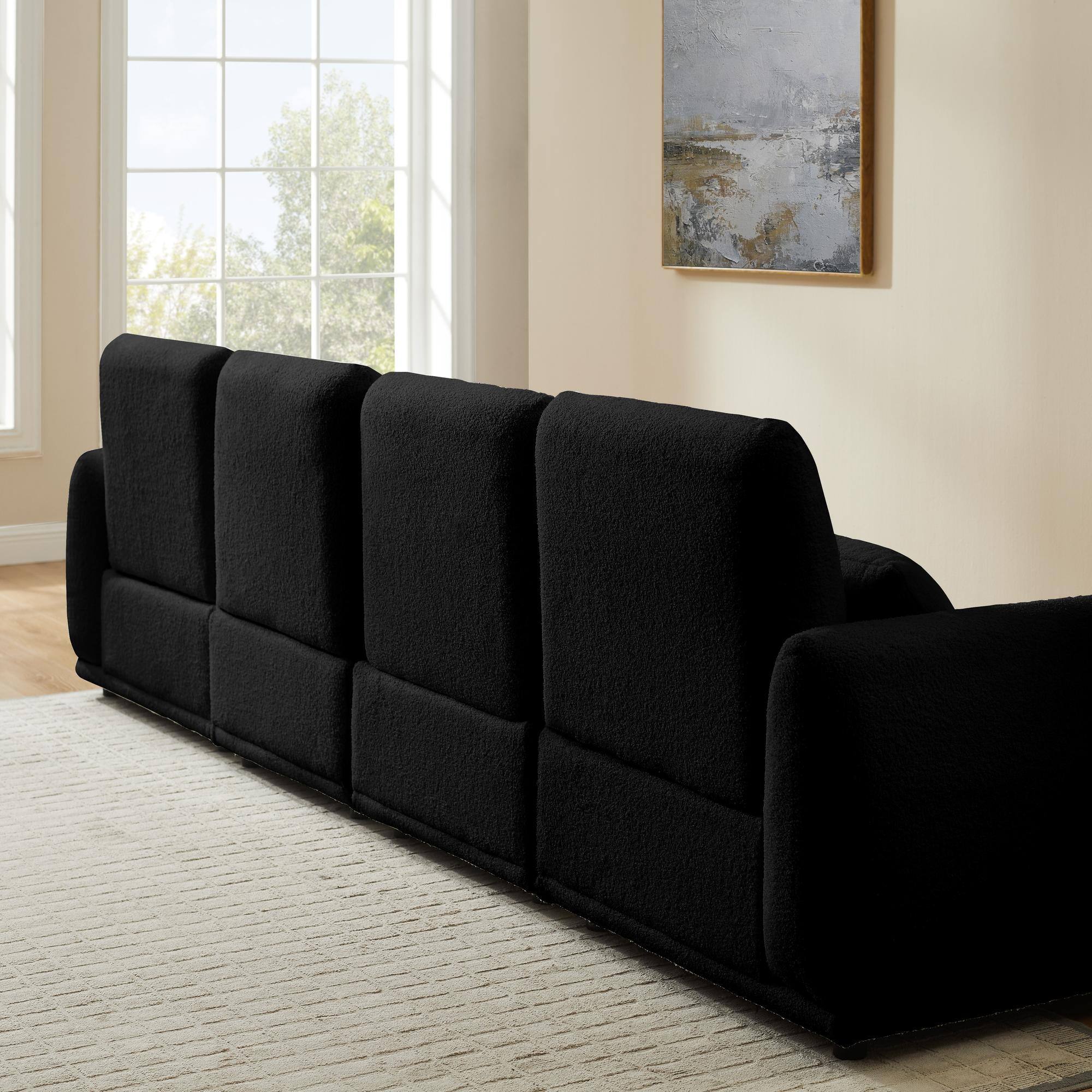 Alt View 7. Meqiodas - Modern Sectional Sofa, Modular L-Shaped Cloud Couch, Convertible Modular Sectional Sofa with Ottoman - Black(4+2).