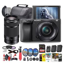 Sony - a6400 Mirrorless Camera w 16-50mm Lens w Real-Time Eye Auto Focus Bundle (International Versi (International Model)