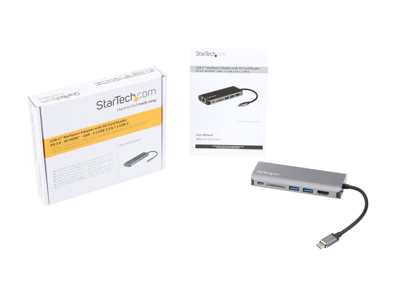 StarTech.com  
Hard-to-find made easy  

USB-C™ Multiport Adapter with SD Card Reader  
PD 3.0, 4K HDMI™, 2 x USB 3.0, 1 x USB-C  

User Manual  
SKU: USB3C-MPOSDR3