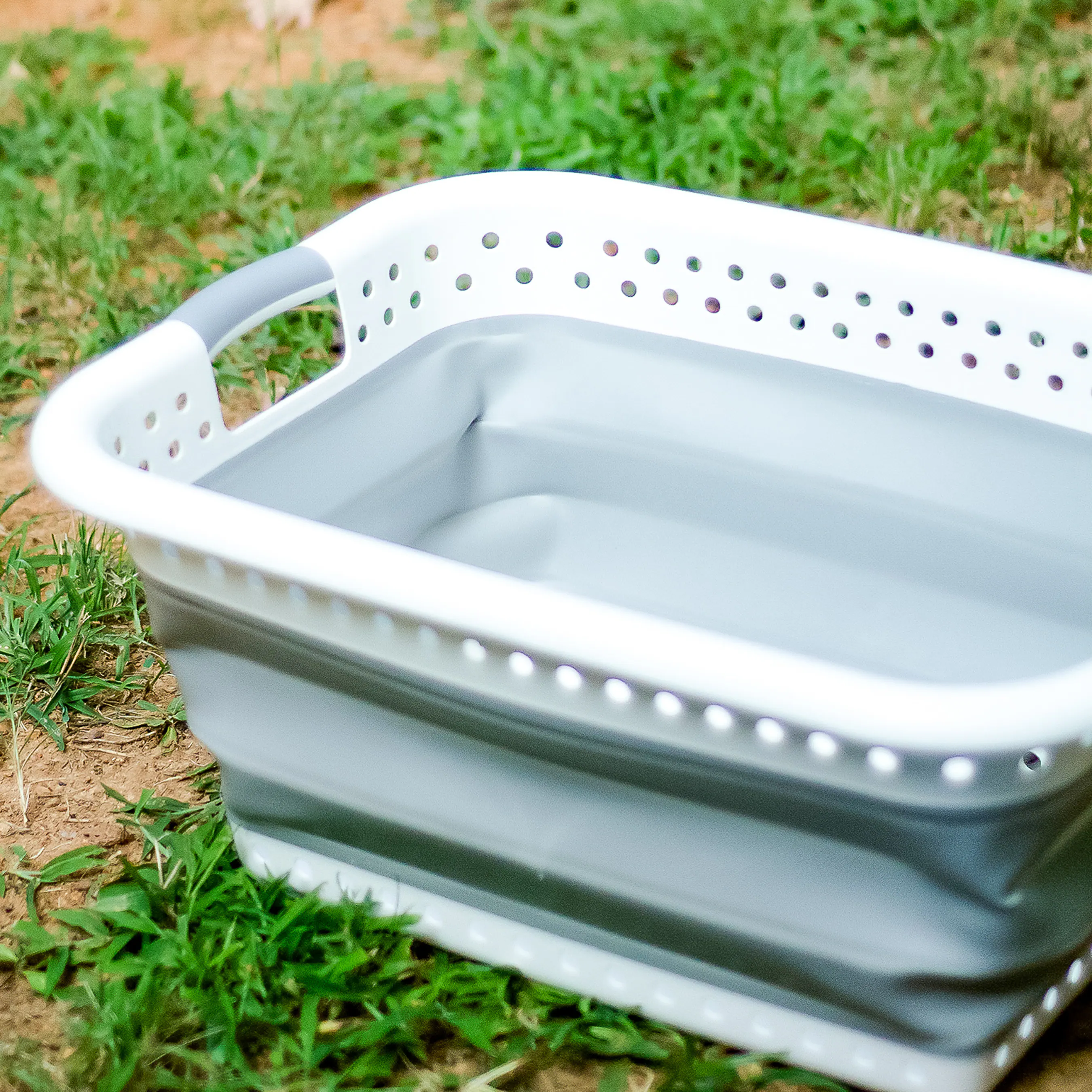 Alt View 10. Camco - Camco Collapsible Laundry Basket, Plastic Bin, Handles for Storage, Large, White - White.
