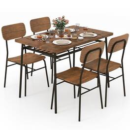 Kadyn - Dining Table SetDining Table Chairs Set5Piece Table Set for 4 with Metal Frame and Storage RackBrown - Brown