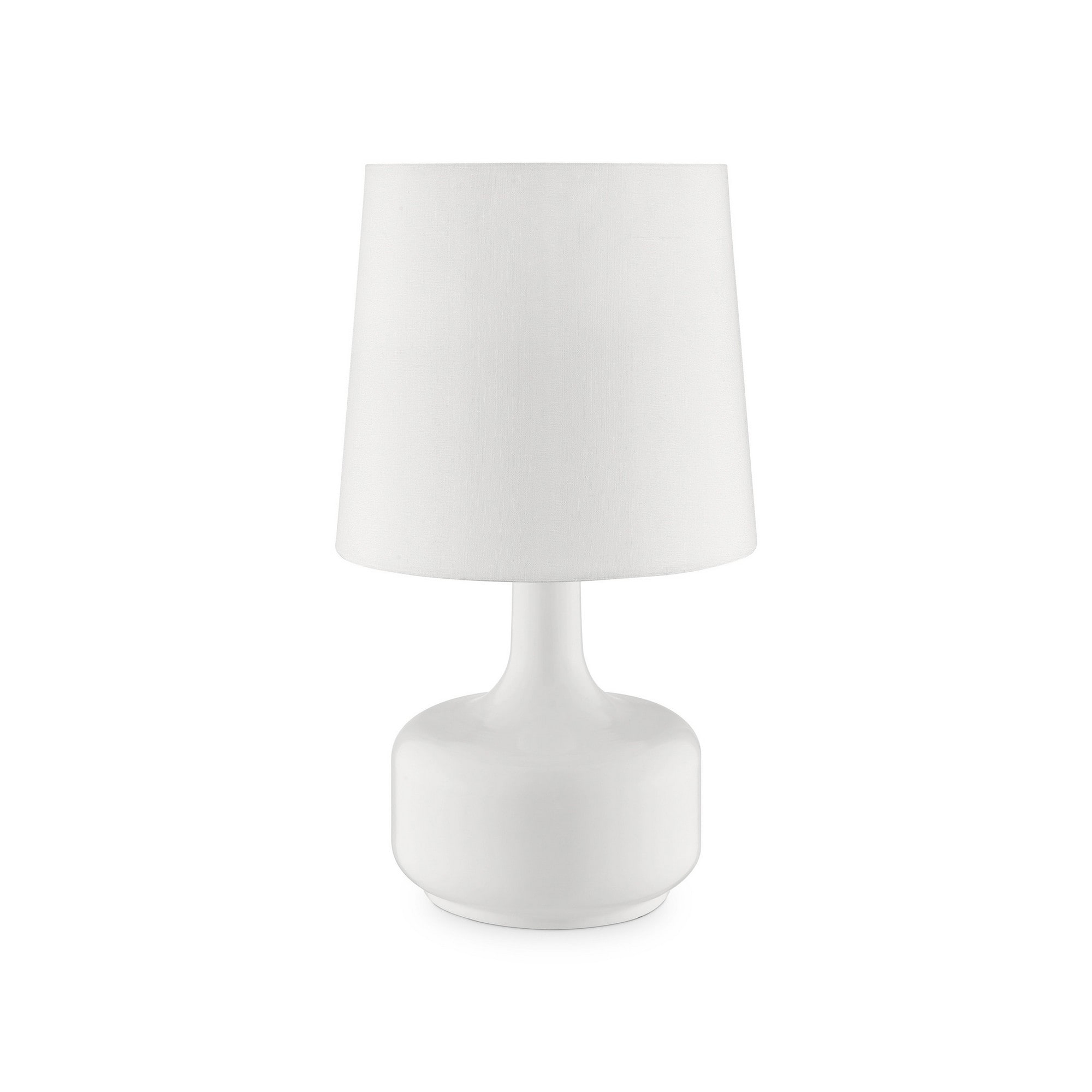 Manhattan Lane - Table Lamp with Teardrop Metal Base and Fabric Shade - White