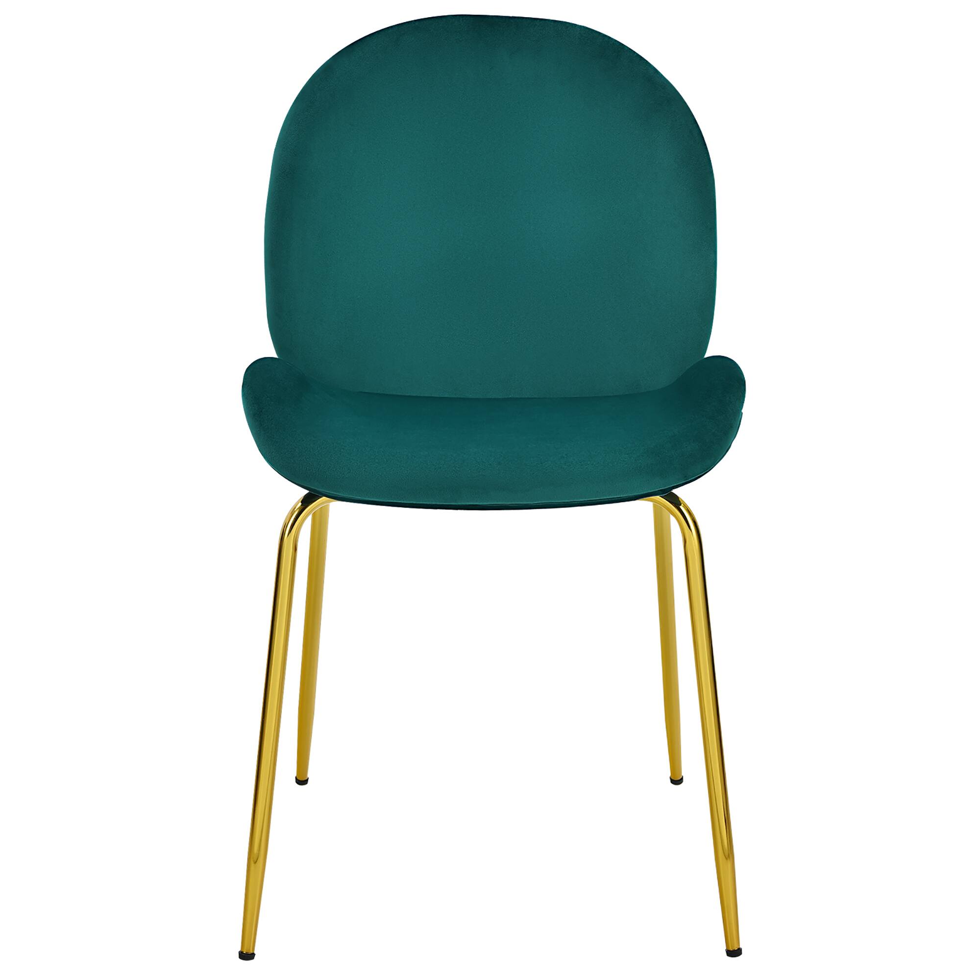 Alt View 6. Costway - Set of 2 Velvet Accent Chairs Dining Side Chairs w/Gold Metal Legs - Green.