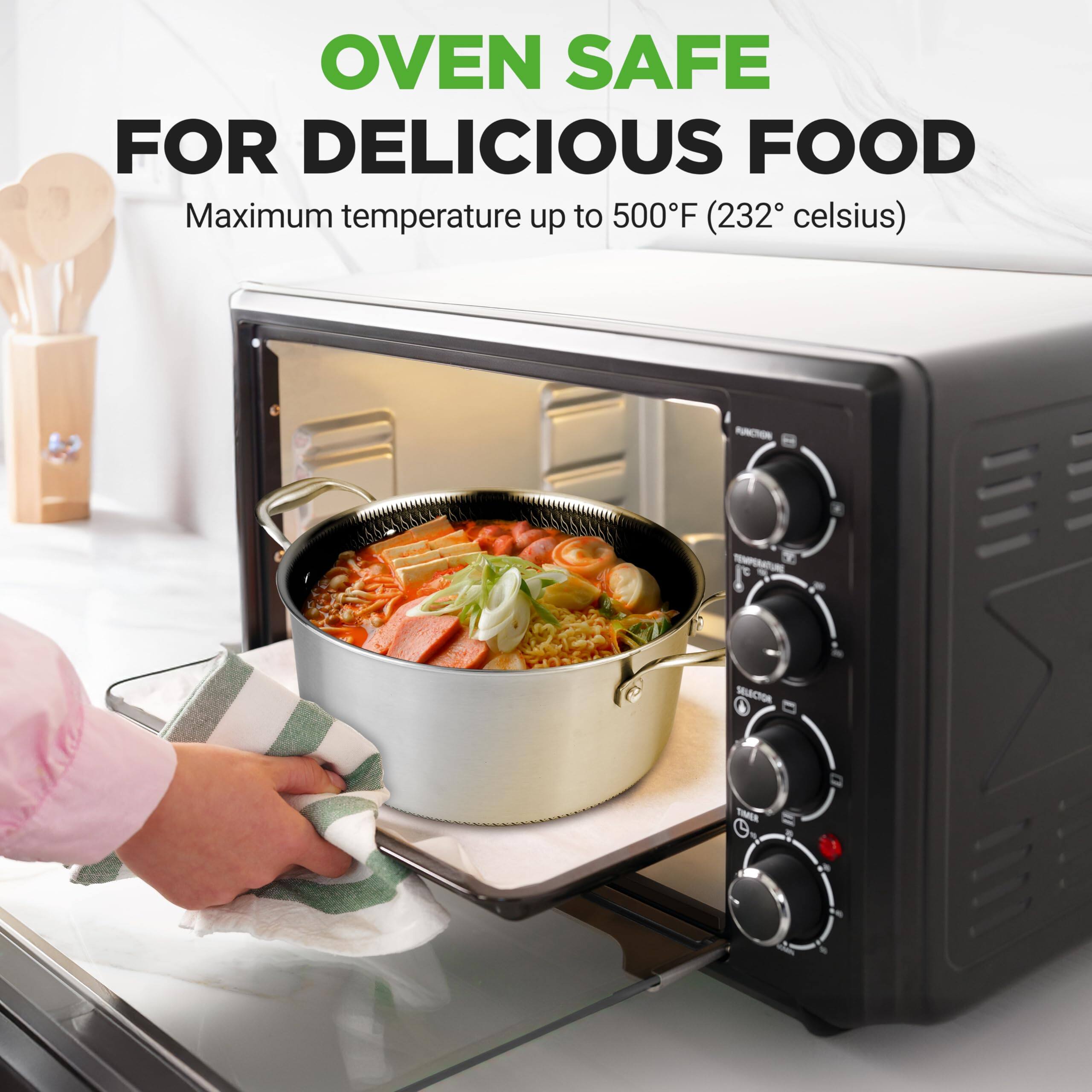 OVEN SAFE FOR DELICIOUS FOOD  
Maximum temperature up to 500°F (232°C)