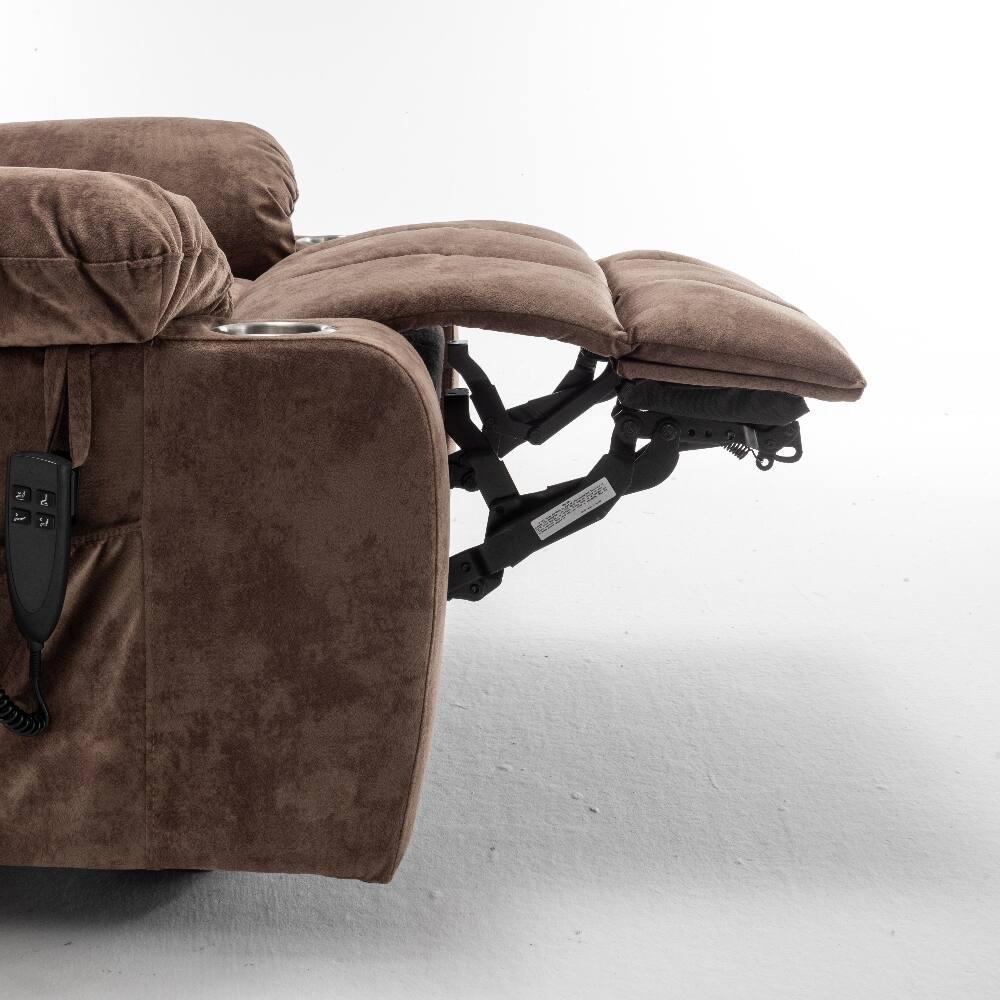 Alt View 1. Ropilly - Ropilly Dual OKIN Motor Lift Recliner Power Lift Chair for Big and Tall Brown Velvet Massage Chair - Brown.