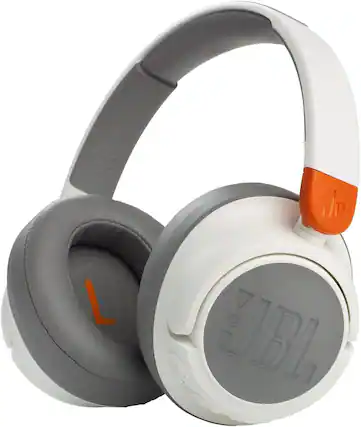 Front. JBL - JBL JR460NC Wireless Over-Ear Noise Canceling Kids Headphones (White) - White.