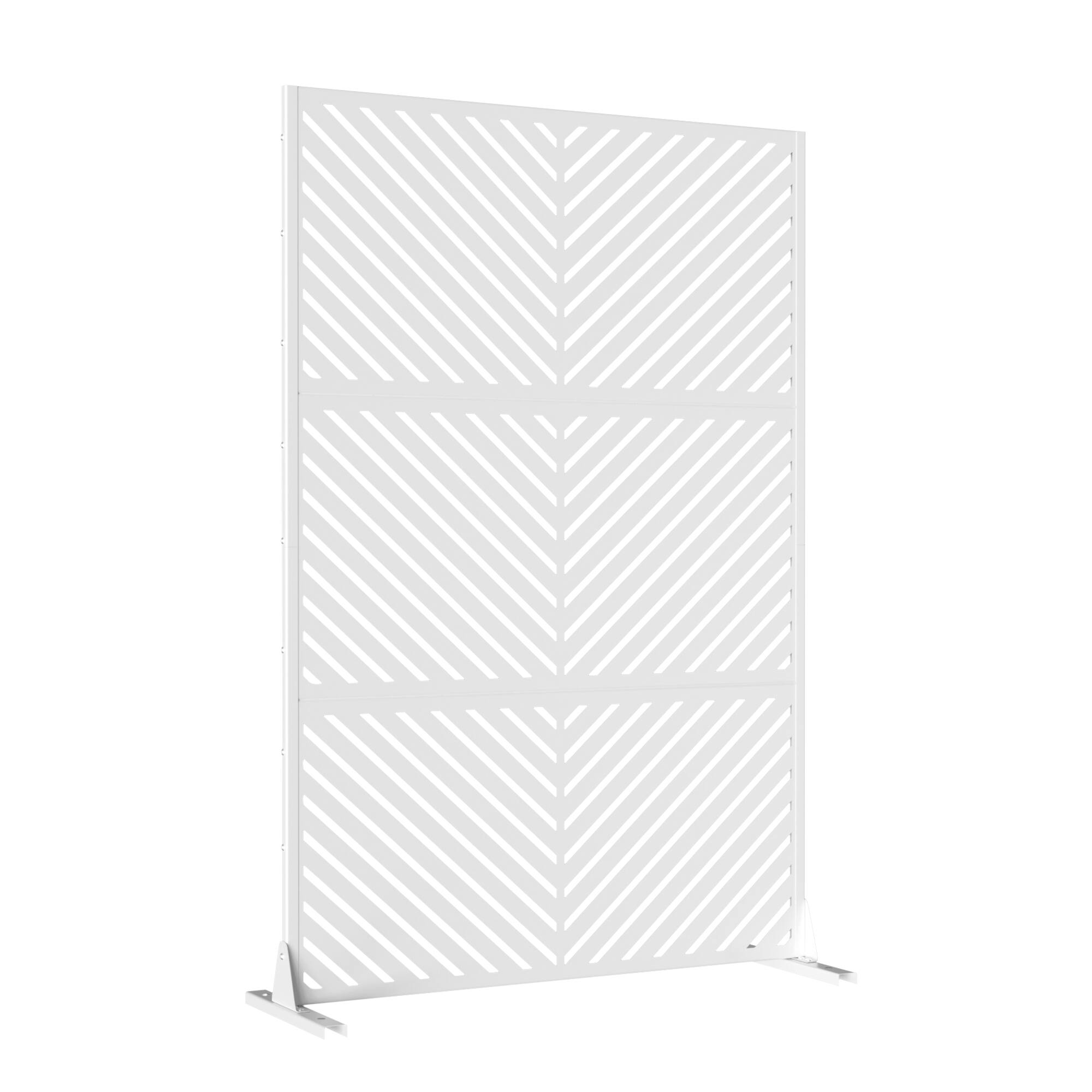 Angle. PexFix - 72 in. x 47 in. Parallel Pattern Metal Outdoor Privacy Screen & Panels, Freestanding Garden Divider Fence - White.