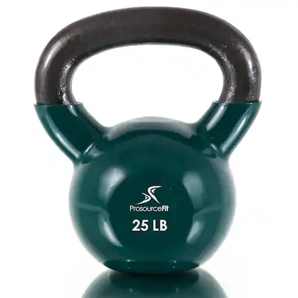 Front. ProsourceFit - ProsourceFit Vinyl Coated Iron Kettlebell, 25 lbs - Green.