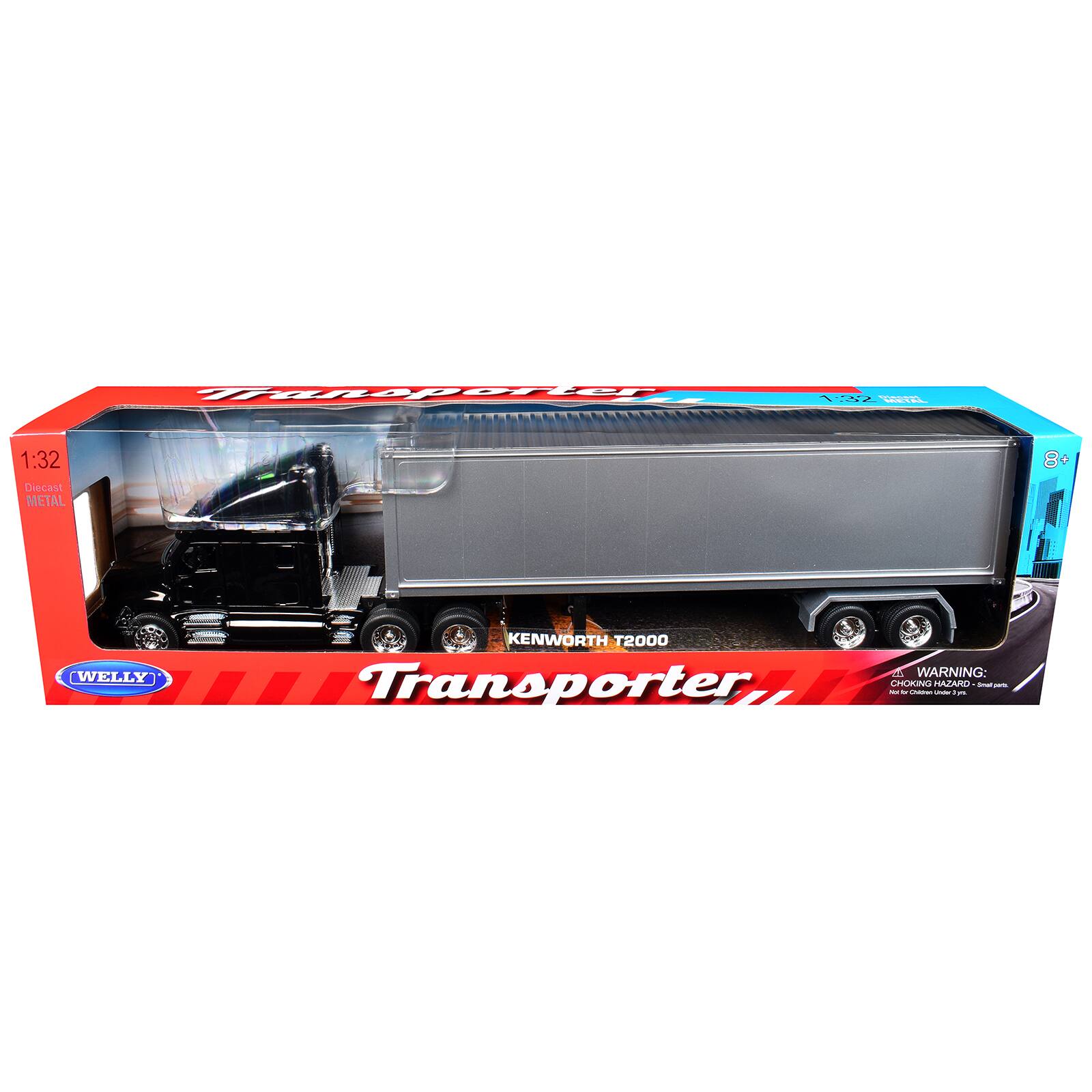 "Kenworth T2000 Truck Black with Gray Container ""Transporter"" Series 1/32 Diecast Model by Welly" price history on PriceWatchPro