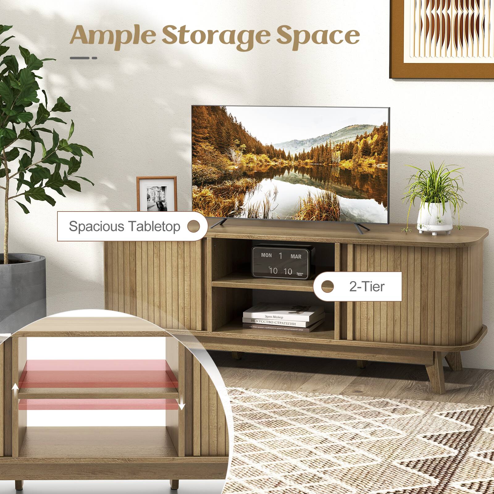 Ample Storage Space  
Spacious Tabletop  
2-Tier