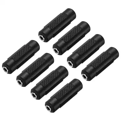 Front. Unique Bargains - 8pcs TRS3.5mm F to TRS3.5mm F Connector Stereo Zinc Alloy Nickel Adapter for Mics/Guitars/Speakers/pcs Signal Conv - Black.