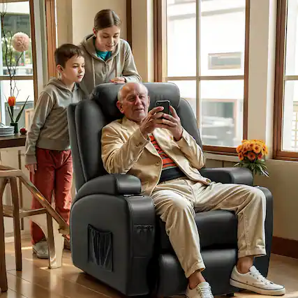 Front. Brick Attic - Electric Lift Recliner Sofa with Massage/ Heating Function, Dual Motors and Max 155° tilt, Single Sofa Home Theater Seat - Black.