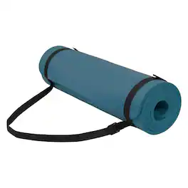 Fitvids - 1/2" Thick High Density Exercise Yoga Mat, Carrying Strap - Navy blue