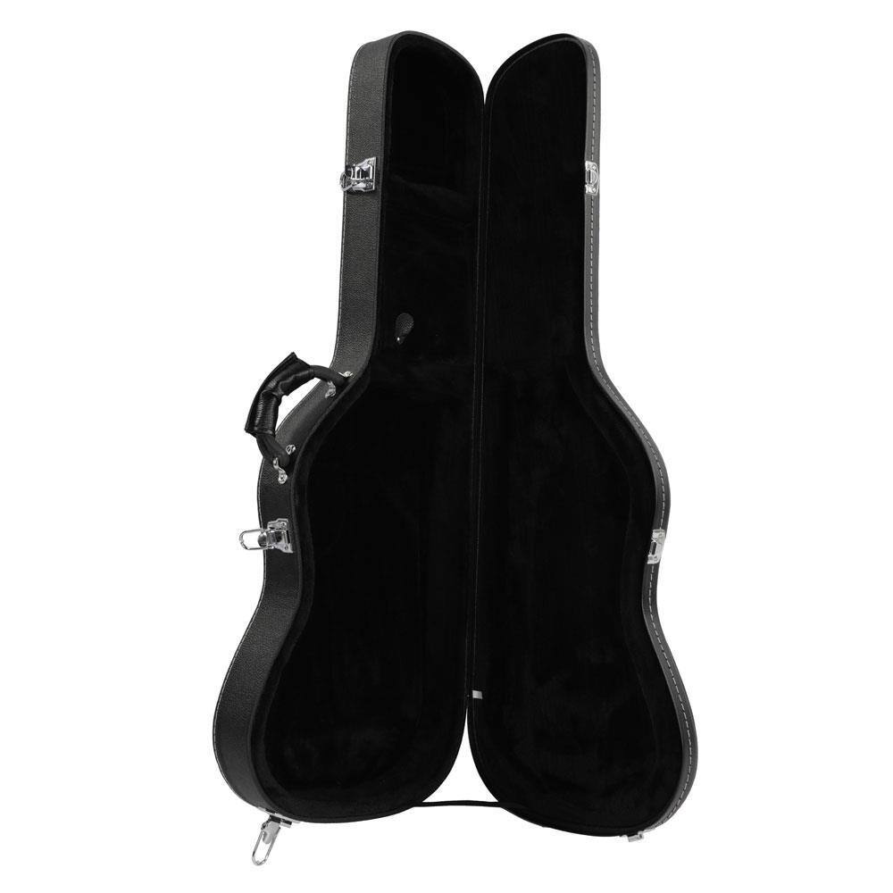 Left. Winado - Artificial Leather Hard Shell Case Wooden for ST TL MF Electric Guitar Black.