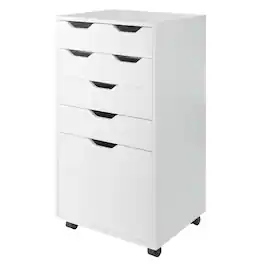 Winsome Wood - Halifax Bins & Drawers Multi-Storage Tall Mobile Cabinet - White