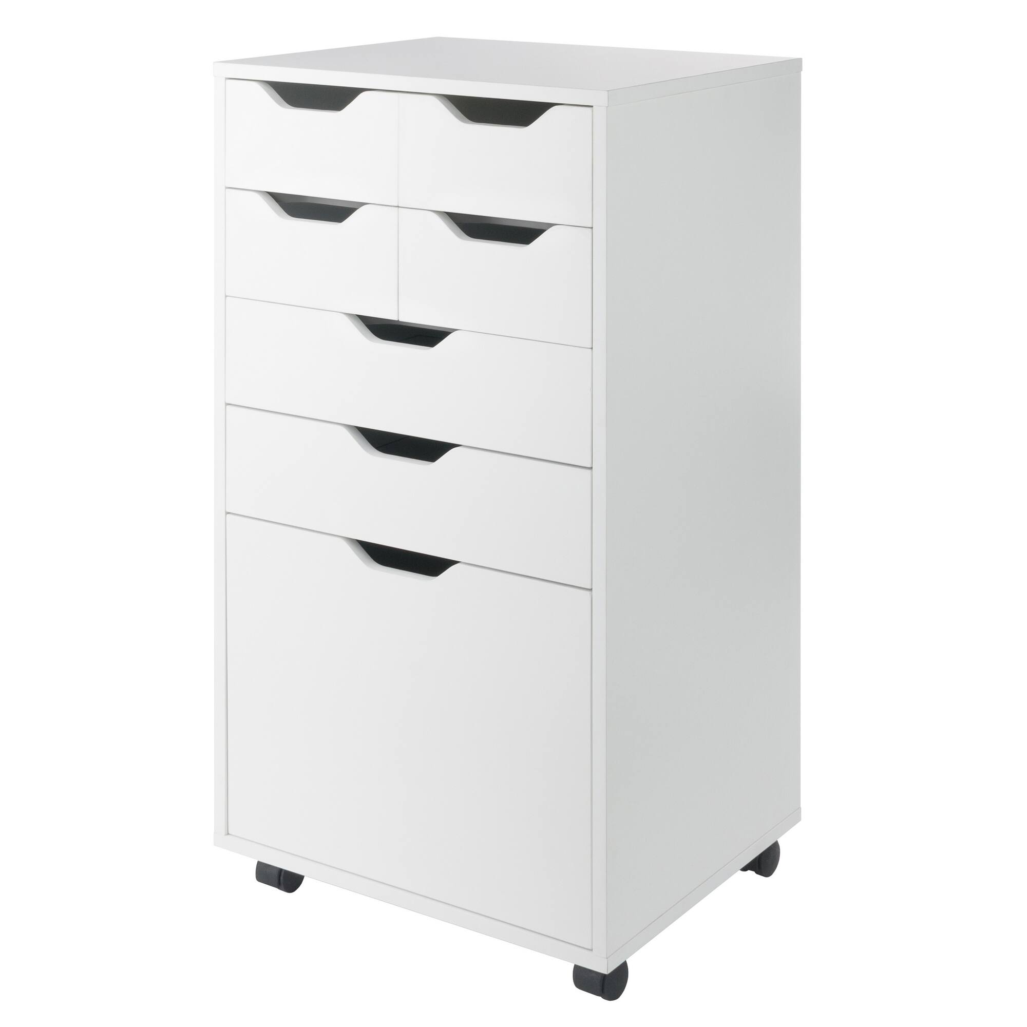 Front. Winsome Wood - Halifax Bins & Drawers Multi-Storage Tall Mobile Cabinet - White.