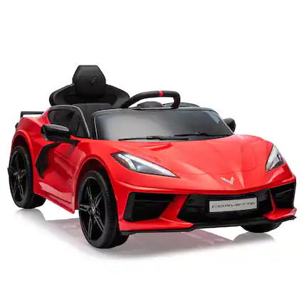 Front. Maxxis Merch - 12V Licensed Corvette Kids Electric Car | Parent Remote, Dual 30W Motors, Interactive Dashboard & LED Lights.