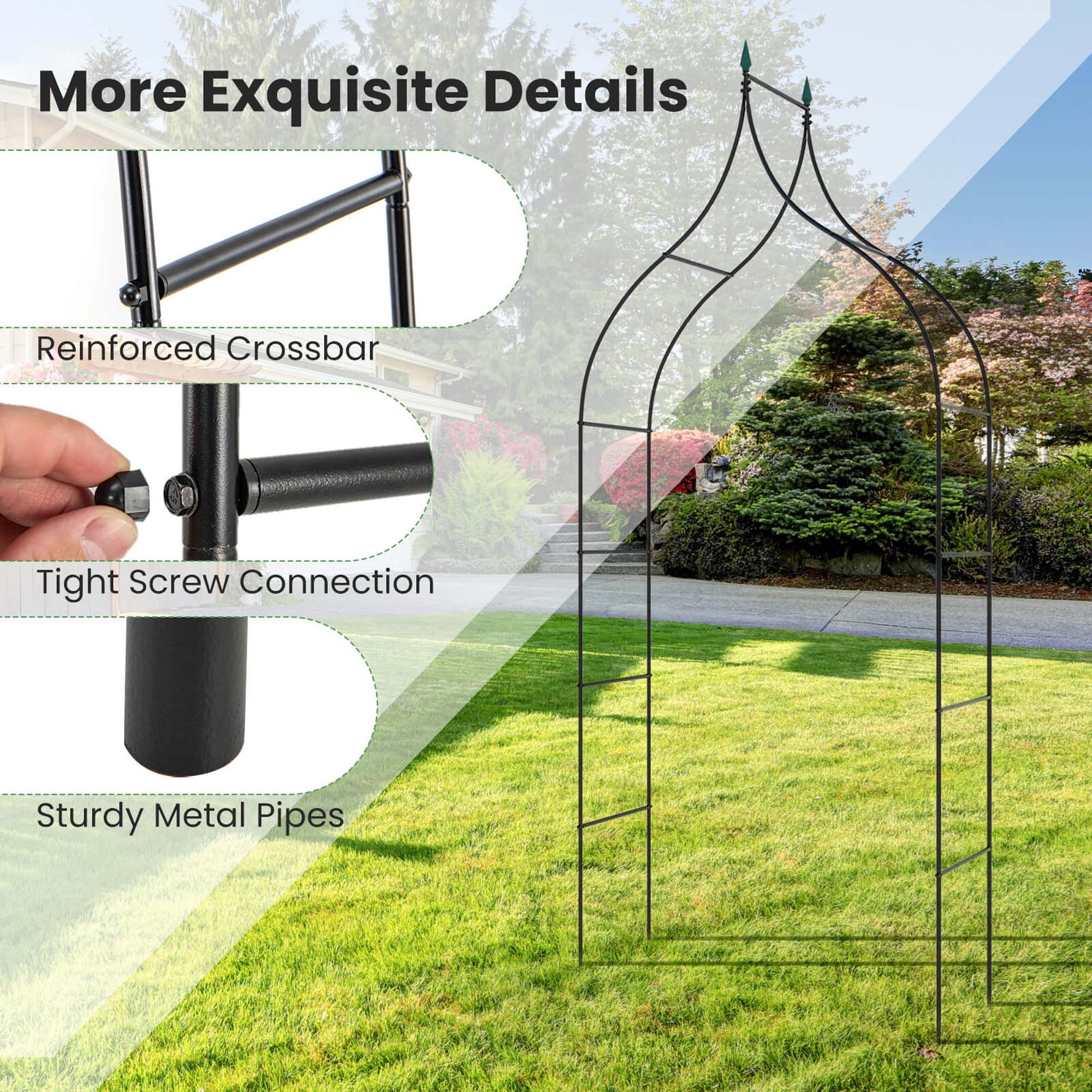 More Exquisite Details

- Reinforced Crossbar
- Tight Screw Connection
- Sturdy Metal Pipes