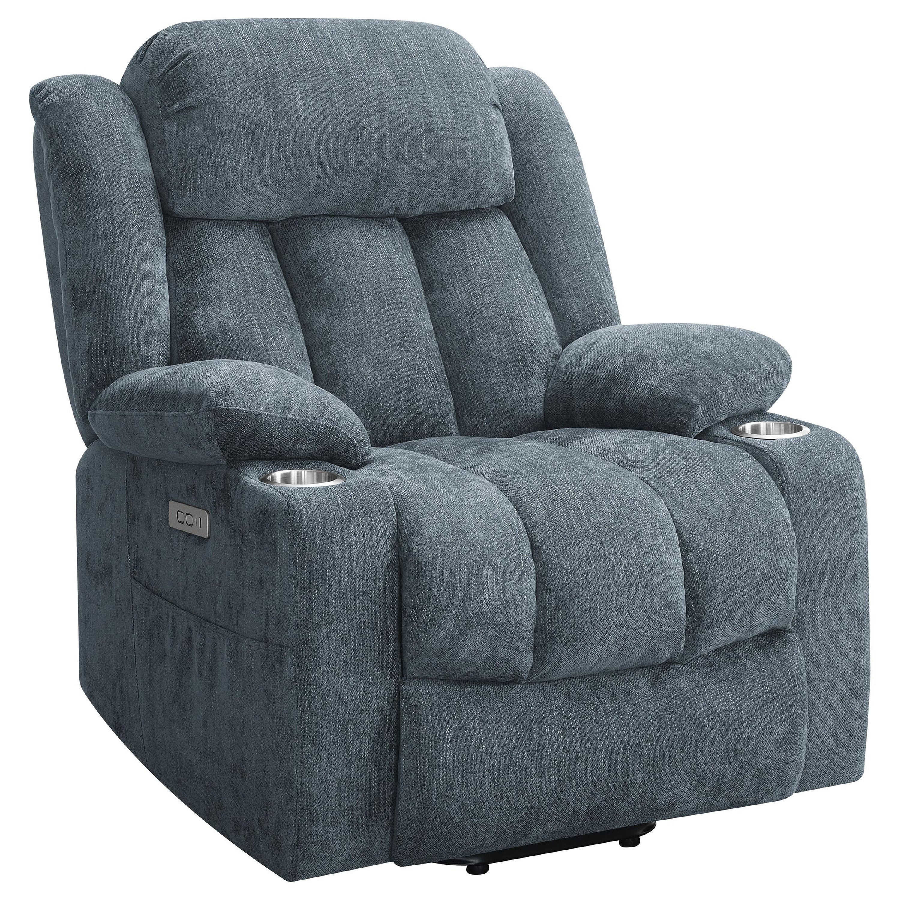 Manhattan Lane - Limi Power Lift Recliner Chair, Slate , USB Port, Cupholders - Slate Blue
