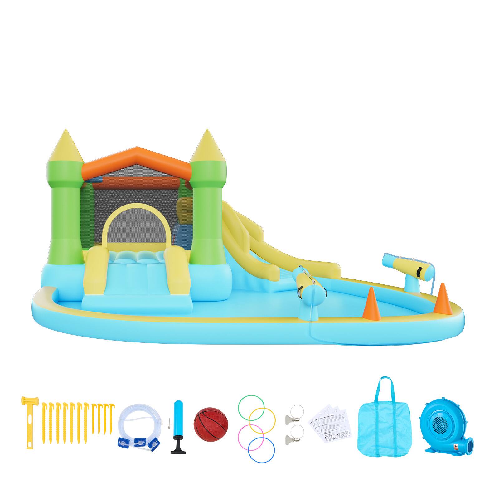 Alt View 5. VEVOR - Inflatable Bounce House, 12.5 x 13.1 x 6.5 ft Inflatable Bounce House Water Slide, Bouncer Castle with Castle Bounces - Multiple Colors.