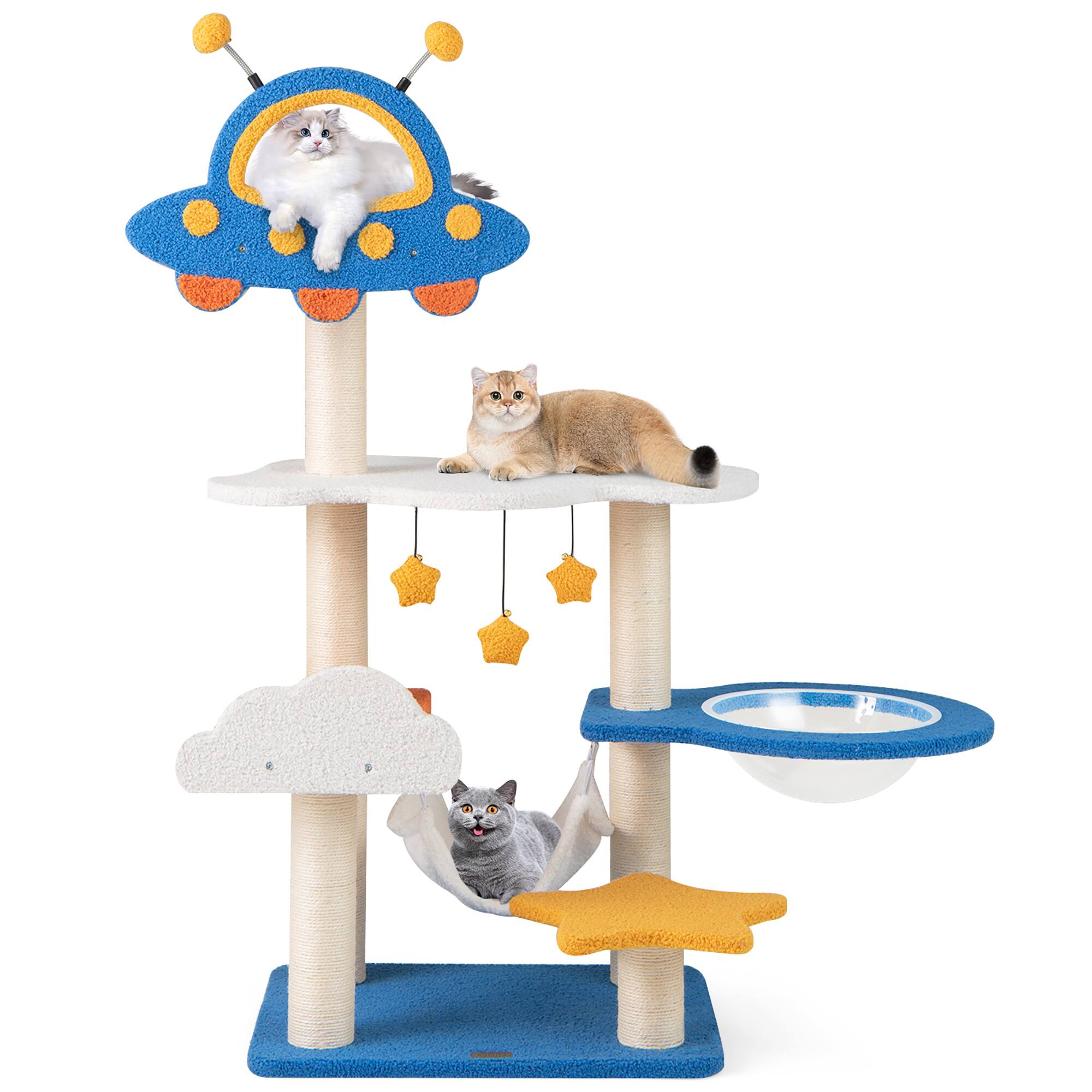 Alt View 8. Gymax - Gymax 49'' Tall Cat Tree w/ UFO Top Perch Space Capsule Sisal Scratching Posts Cloud.